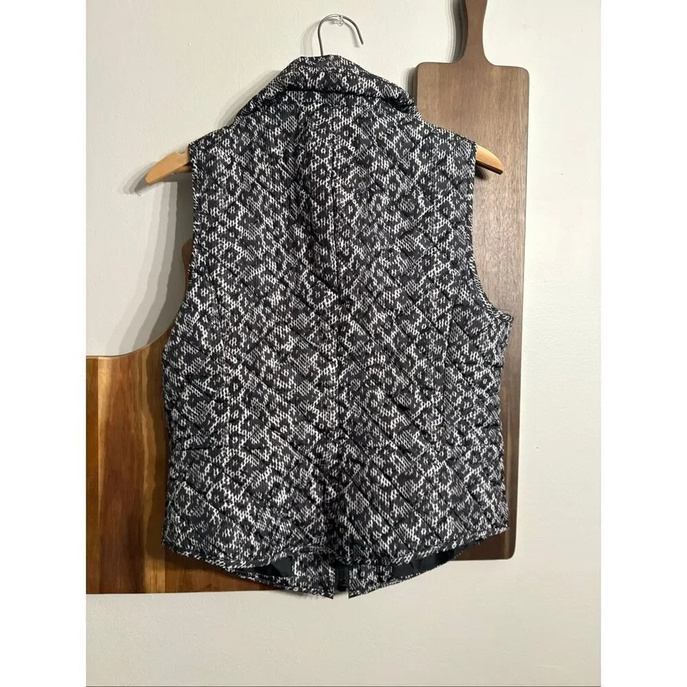 Michael Kors Black White Packable Quilted Animal Print Puffer‎ Vest Size Medium